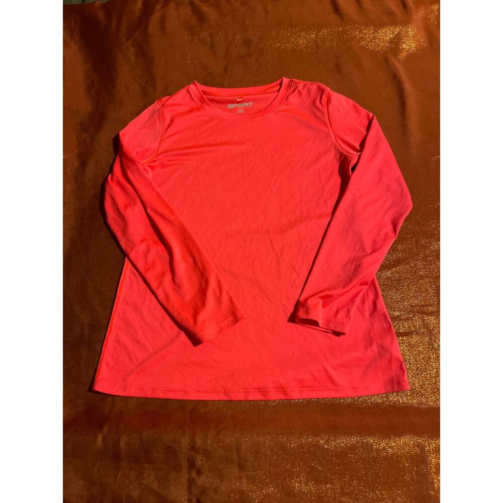 Hanes SporShirt Womens L Long Sleeve Performance Active Top Tee Pink Stretch